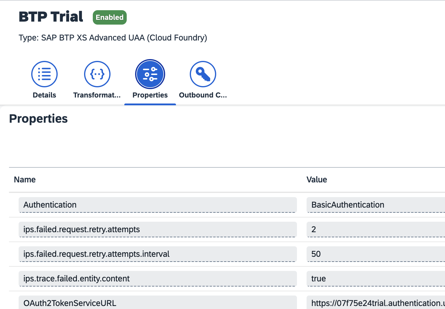 SAP BTP XS Advanced UAA (Cloud Foundry) als Zielsystem