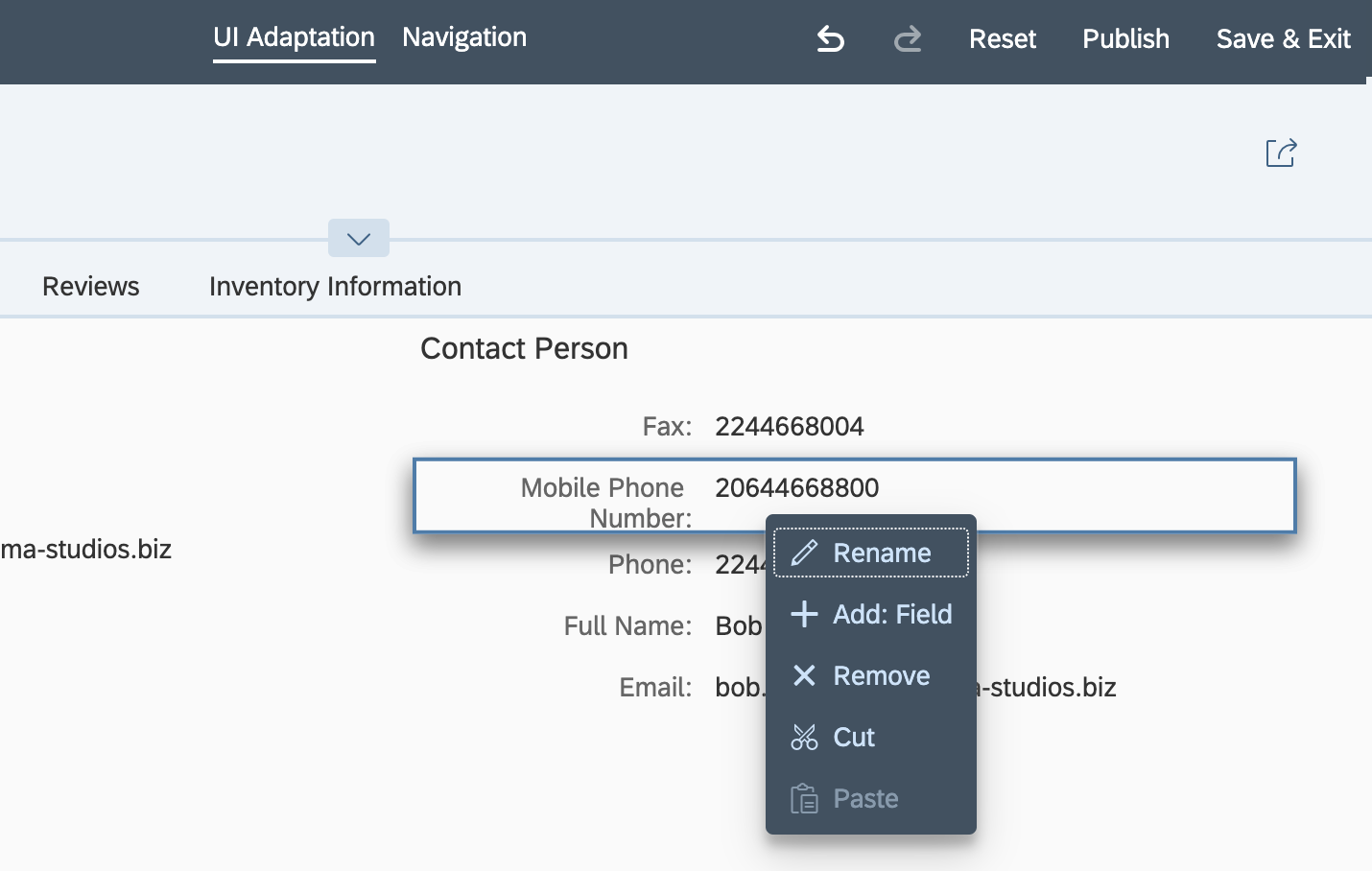 UI Adapdation Demo Application